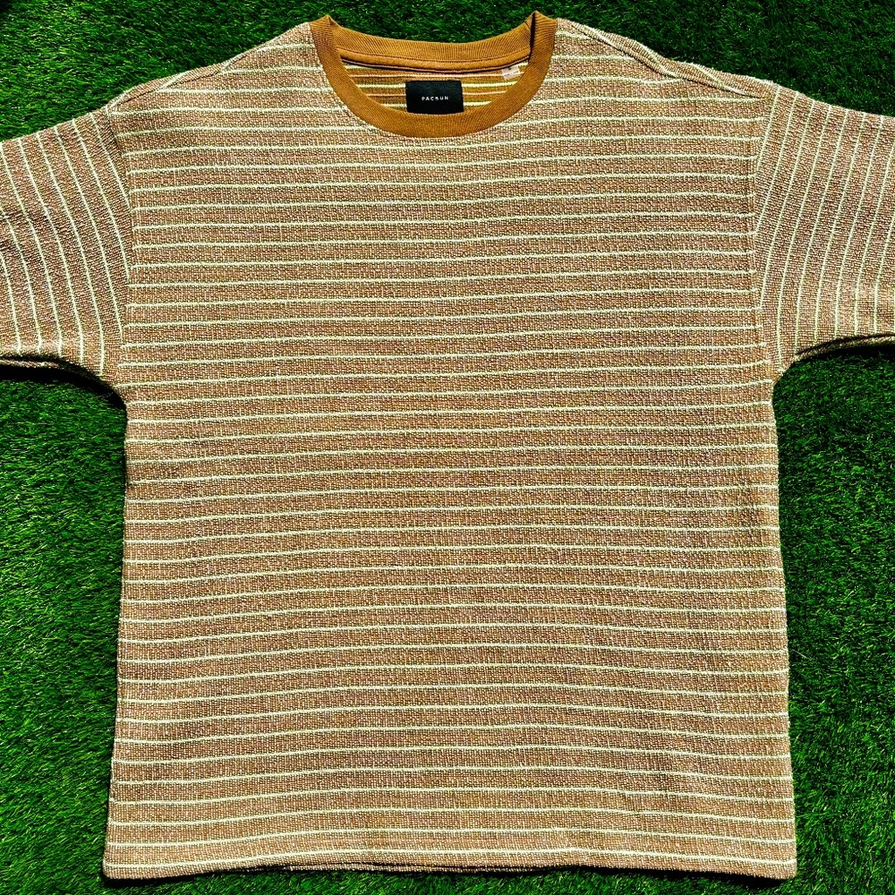 PacSun Men's Brown Oversized Terry Striped Tee